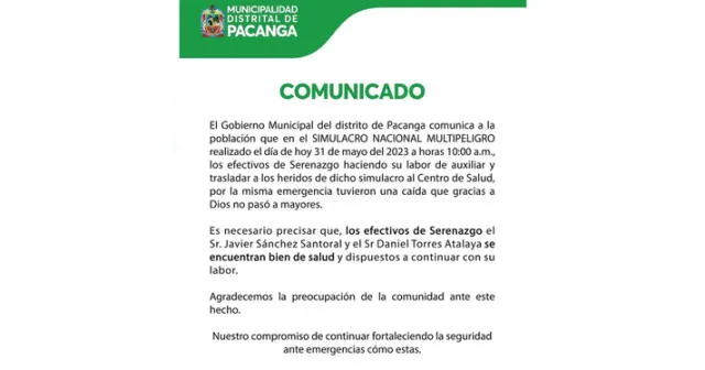 Hecho se registró este miércoles. Foto: Municipalidad de Pacanga   