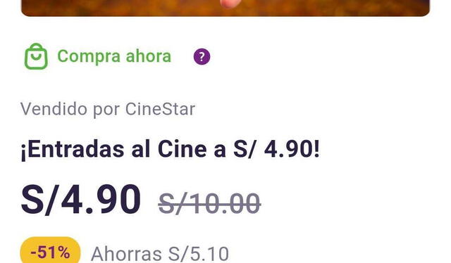 ¿Cómo comprar entradas al cine a S/4,90 por Yape?. Foto: captura de Yape   