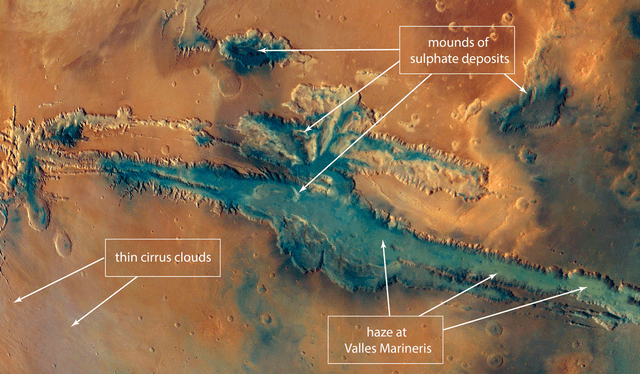 Primer plano de valles Marineris, captado por el Mars Express. Foto: ESA    