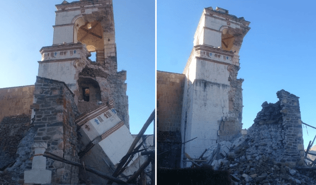  Torre de la iglesia destruida. Foto: Sala de Noticias   