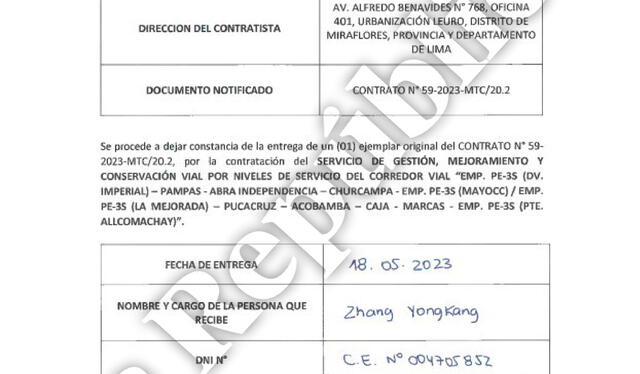 Contrato con la constructora China Railway Tunnel Group Co. Ltd que firmó el MTC   