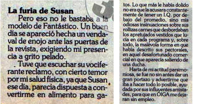  Extracto de la última columna que Magaly Medina escribió en OIGA. Foto: revista OIGA<br><br>    