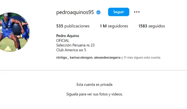 Pedro Aquino bloquea su Instagram. Foto: captura/Instagram   