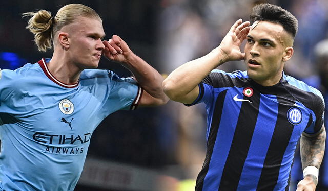  Manchester City vs. Inter: Erling Haaland y Lautaro Martínez son las principales cartas de gol para la final de Champions League. Foto: composición LR/AFP   