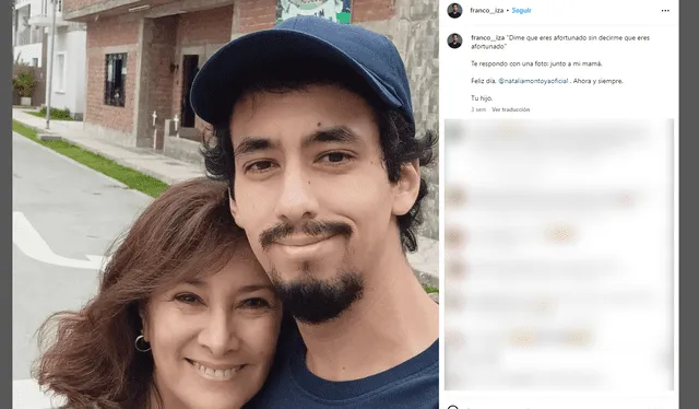  El post de Franco Iza junto a su madre Natalia Montoya. Foto: Franco Iza/Instagram   