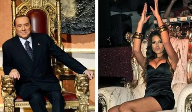 Silvio Berlusconi y Karima 'Ruby' El Mahroug habrían estado juntos en las veladas de “bunga bunga". Foto: BBC/AFP   