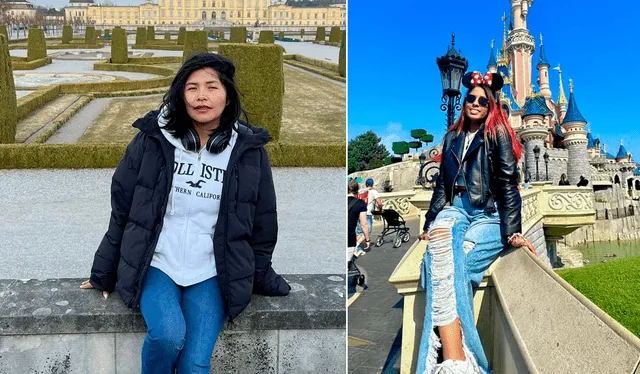 Yarita Lizeth en Suecia, mientras que Azucena Calvay pasea en Disney. Fotos: Facebook   