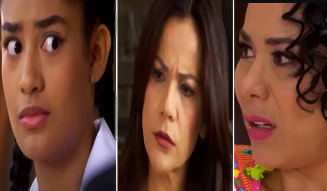 Teresa, Charo y July confundidas por extraña reacción de Tito ante la confesión de 'Happy' sobre su padre. Foto: composición LR/América TV   