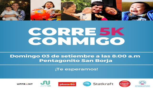  ¡Participa en Corre Conmigo 5K 2023! Foto: Sociedad Peruana de Síndrome de Down    