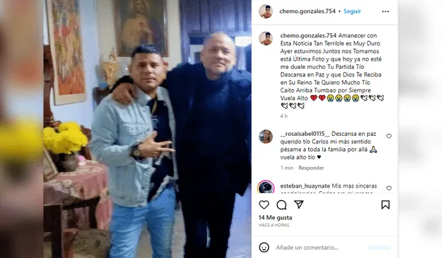 El sobrino de Carlos Gonzáles le dedica palabras. Foto: captura/Instagram   