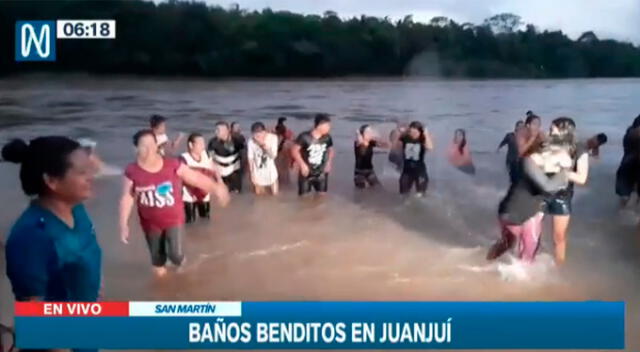  San Martín: baños benditos se realizan en Juanjuí por Fiesta de San Juan. Foto: Canal N   