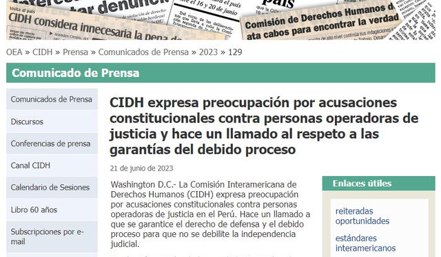 Comunicado emitido por la Comisión Interamericana de Derechos Humanos - CIDH   
