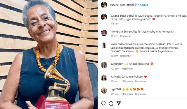  Susana Baca ha recibido diferentes premios a nivel nacional e internacional. Foto: Susana Baca/Instagram   