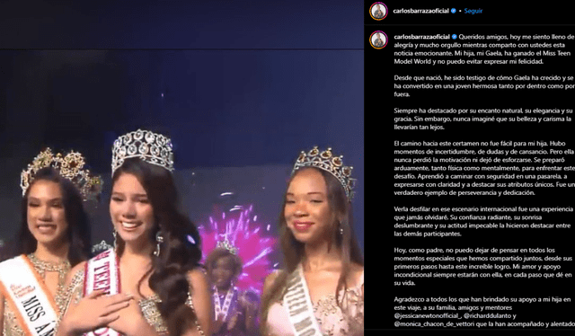 Carlos 'Tomate' Barraza, Gaela Barraza, Miss Teen Model World 2023