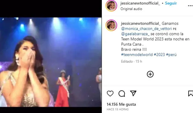  Jessica Newton felicitó a Gaela en Instagram por triunfo en el Teen Model World. Foto: Jessica Newton/Instagram    
