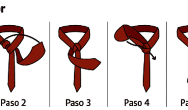  Paso a paso de cómo hacer un nudo de corbata. Foto: difusión   