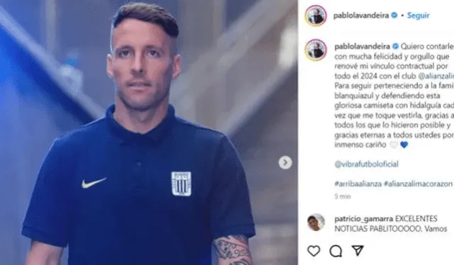 Pablo Lavandeira planeaba quedarse más tiempo en Alianza Lima hasta hace unos meses. Foto: captura de Instagram   
