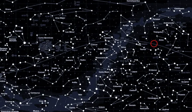  Posible ubicación en el cielo del Planeta 9, si es que realmente existe. Imagen: composición / go-astronomy    