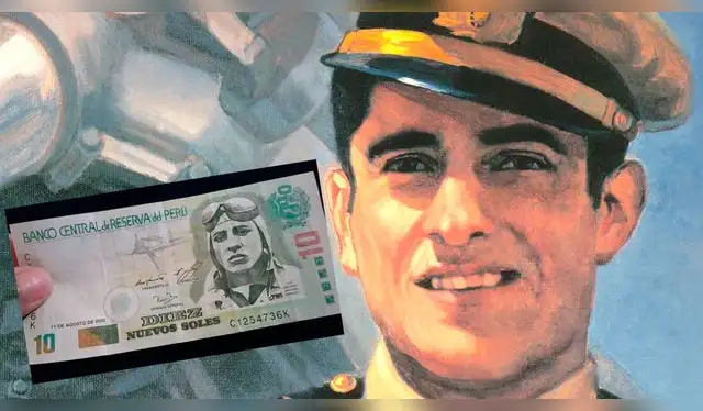  En el billete de 10 soles aparece el célebre aviador José Abelardo Quiñones Gonzales y su avioneta de color verde. Foto: Difusión   