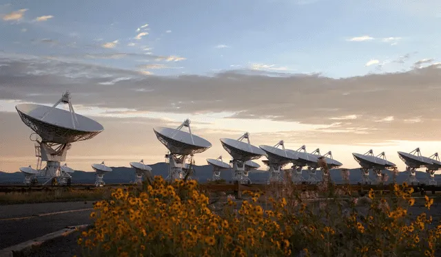  El Very Large Array, una matriz de radiotelescopios que formó parte de la colaboración internacional para detectar ondas gravitacionales. Foto: NSF   