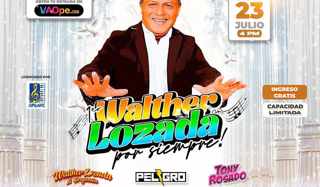 Show en homenaje a Walther Lozada se realizará el 23 de julio.   