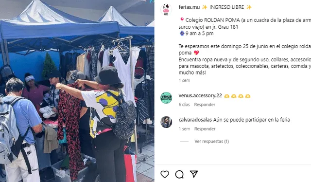  Redes sociales de Ferias Mu. Foto: captura Instagram   