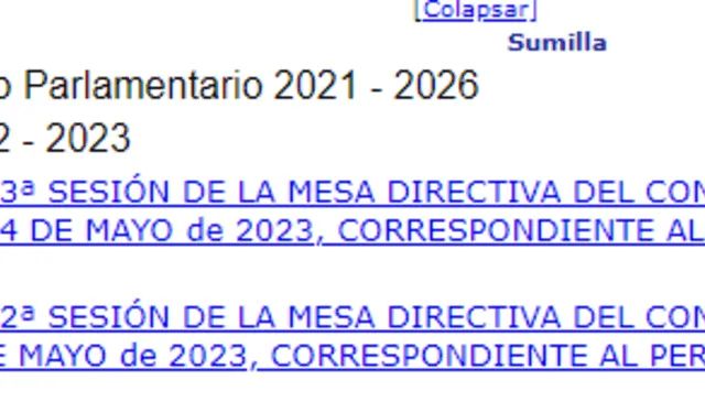  Acuerdos de la mesa directiva subidos hasta el 03 de julio, fecha de esta publicación. Foto: captura Congreso   