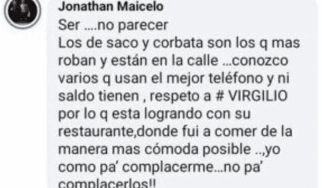  Jonathan Maicelo responde a sus críticos. Foto: captura de Facebook/Jonathan Maicelo   