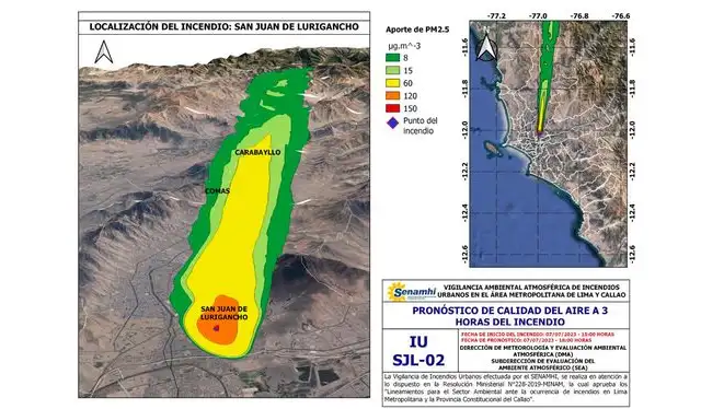 Gases podrían expandirse hacia otros distritos. Foto: Senamhi   
