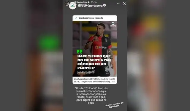 Mensaje de Pablo Lavandeira. Foto: Instagram Mensaje de Pablo Lavandeira. Foto: Instagram