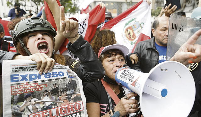  La Resistencia era una organización que constantemente participara en las protestas contra Pedro Castillo. Foto: Marco Cotrina/La República    