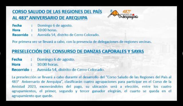  Corso de la amistad se realizará después e tres años de suspensión en Arequipa. Foto: Municipalidad de Arequipa/difusión   
