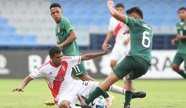 Valentino Delgado jugó 3 partidos en el último Sudamericano Sub-17 con Perú. Foto: FPF   