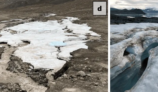  Formaciones de hielo y salidas de agua subterránea. Foto: Nature    