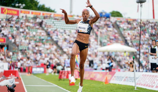 Yulimar Rojas se impuso en la competencia de salto triple de la parada de la Liga Diamante en Oslo. Foto: AFP   