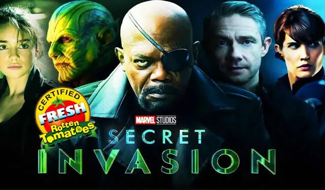 "Invasión secreta" bajó su puntaje en Rotten Tomatoes, que ya era bajo en un primer momento. Foto: composición LR/Marvel Studios/Rotten Tomatoes   