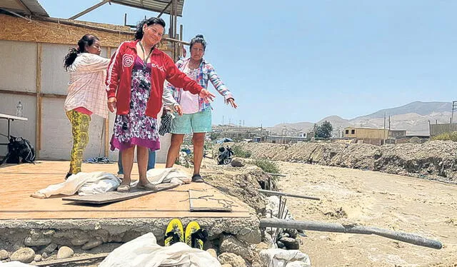 En Comas, en el AH Nueva Esperanza, dos viviendas y una olla común quedaron afectadas tras el aumento del caudal del río Chillón. Foto: difusión   