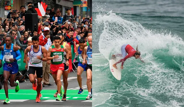 La maratón y el surf son dos de los eventos que se podrán disfrutar sin necesidad de entrada. Foto: composición LR / AFP   