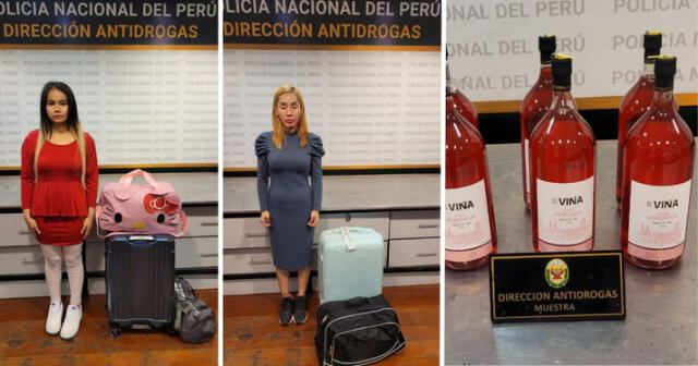 La droga se halló camuflada en botellas de vino. Foto: composición LR/PNP   