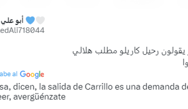 Varios hinchas de Al Hilal mostraron su indignación por los falsos rumores de la salida de André Carrillo del club. Foto: captura Twitter   