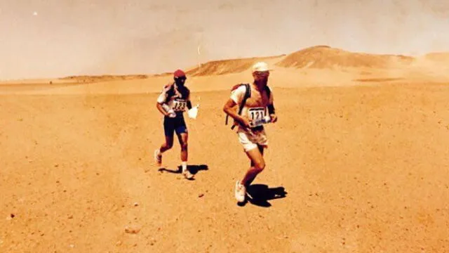Mauro Prosperi participando en la Maratón de las Arenas, en 1994. Foto: BBC   