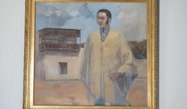  Pintura de San Martín delante del balcón, parte de la colección que se exhibe en la Casa Museo. Foto: Archivo