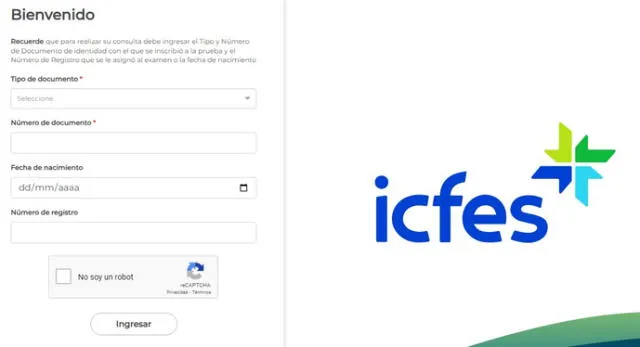 Posterior a haber terminado tu prueba del ICFES, puedes acudir a esta web para saber los resultados. Foto: captura de Resultados Históricos ICFES   