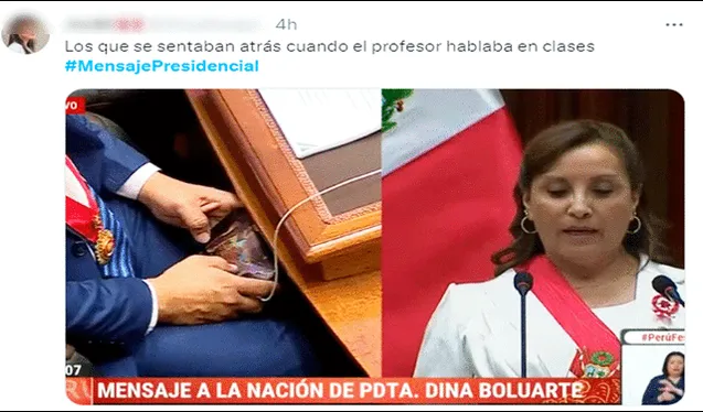 Estos son los memes que no puedes perderte tras el mensaje a la nación de la presidenta Dina Boluarte. Foto: captura de LR/Twitter   