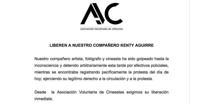 Comunicado de la Asociación Voluntaria de Cineastas . Foto: Asociación Voluntaria de Cineastas  