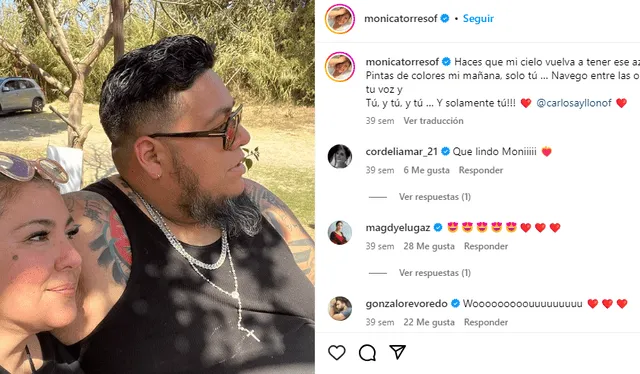 Mónica Torres oficializó su relación amorosa con Carlos Ayllón en octubre de 2022. Foto: Mónica Torres/Instagram   
