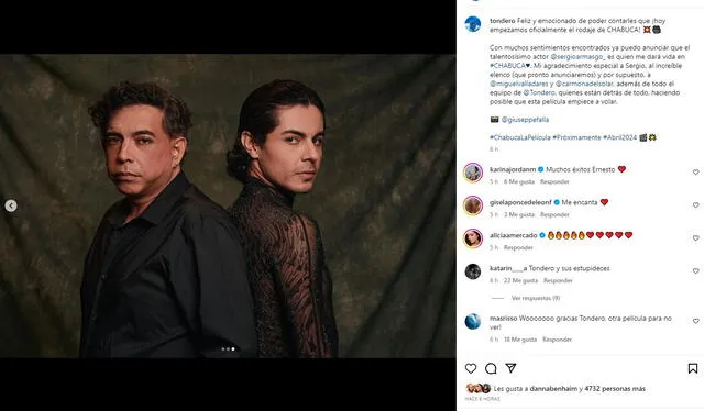 Ernesto Pimentel confirmó que este 1 de agosto se inició el rodaje de su película biográfica. Foto: Instagram Ernesto Pimenel   