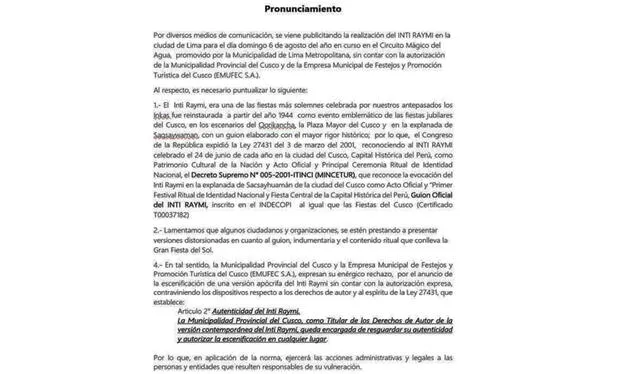  Comuna tomará acciones administrativas y legales. Foto: MPC   