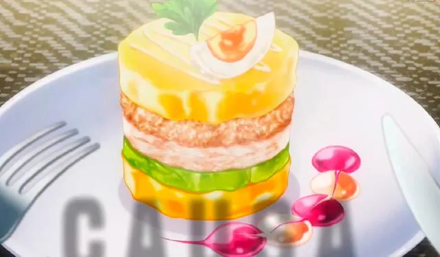 La causa rellena apareció en el anime 'Shokugeki no Sōma'. Foto: J.C. Staff   