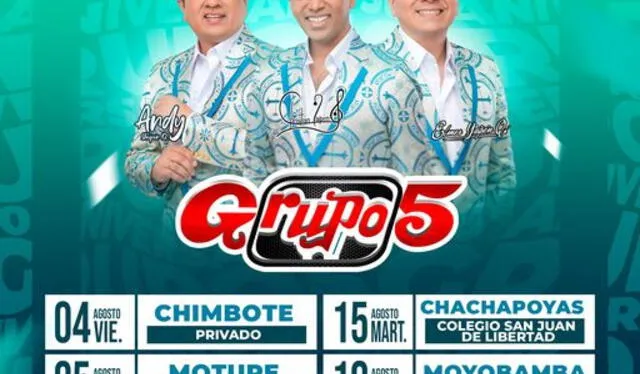  Itinerario de conciertos del Grupo 5. Foto: Grupo 5/Facebook 